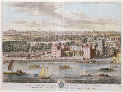 Lambeth Palace, seat of the Archbishop of Canterbury engraved by Johannes Kip by Leonard Knyff